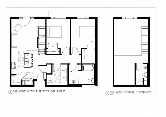 Floor plan for 2 beds, 1.5 baths, 1160 sqft