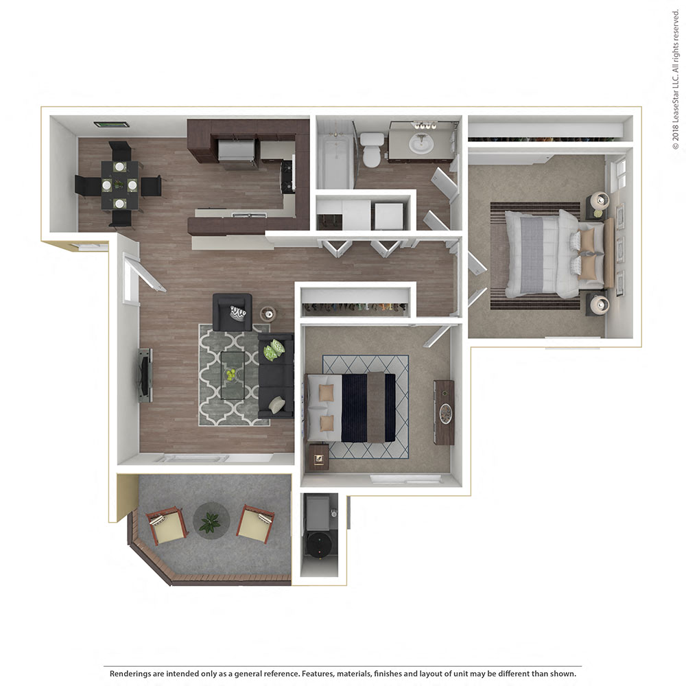 Floor plan for 2 beds, 1 bath, 825 sqft