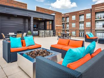 Outdoor courtyard with fire pit