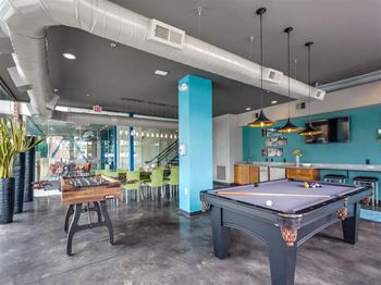Billiards table in game room