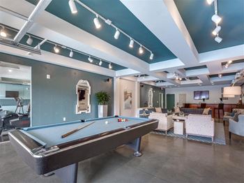 Billiards table in game room
