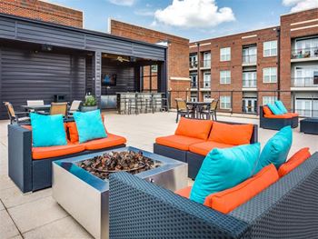 Outdoor courtyard with fire pit