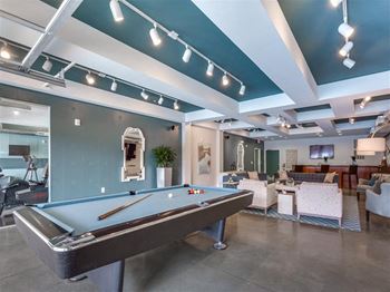 Billiards table in game room