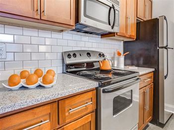 Electric range in kitchen