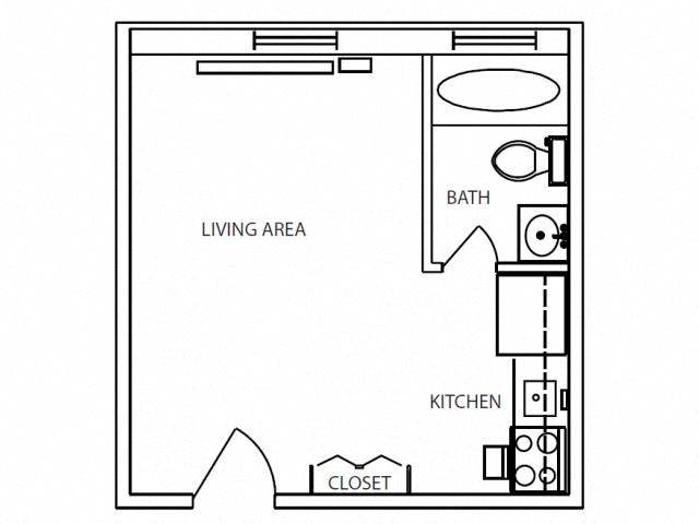 Floor plan for studio, 1 bath, 363 sqft