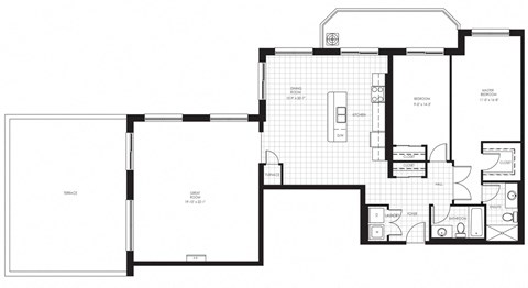 Floor plan for 2 beds, 2 baths, 1660 sqft