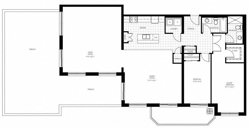 Floor plan for 2 beds, 2 baths, 1800 sqft