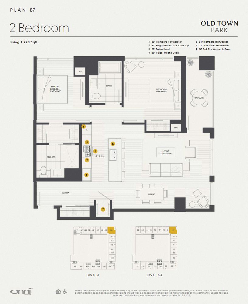 Floor plan for 2 beds, 2 baths, 1220 sqft