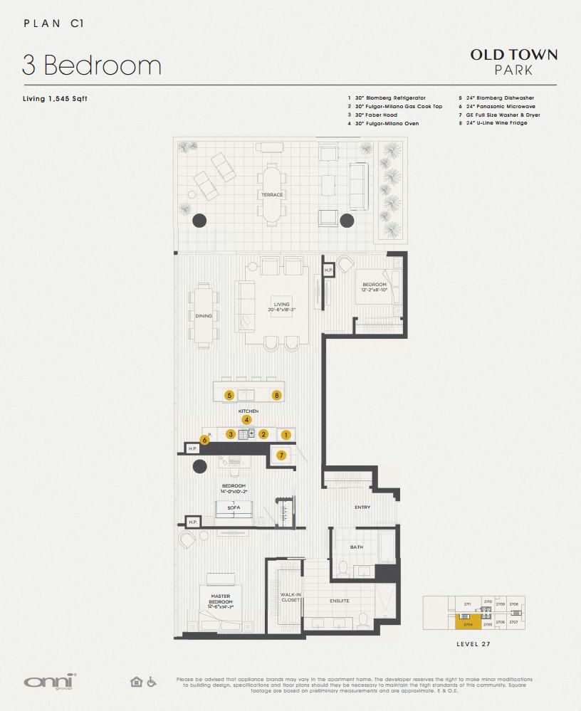 Floor plan for 3 beds, 2 baths, 1545 sqft