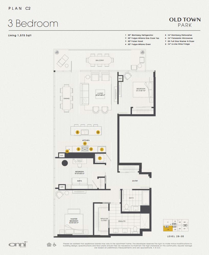 Floor plan for 3 beds, 2 baths, 1575 sqft