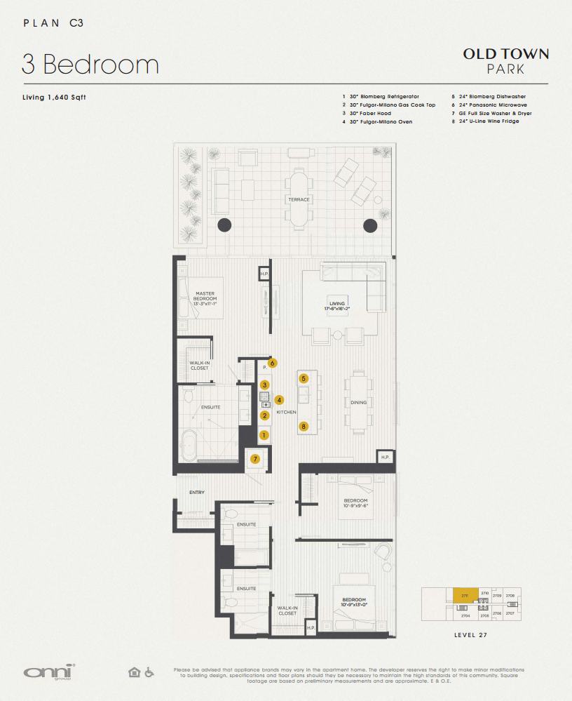 Floor plan for 3 beds, 2 baths, 1640 sqft