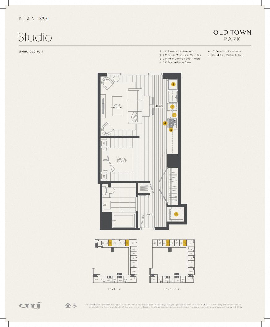 Floor plan for studio, 1 bath, 560 sqft