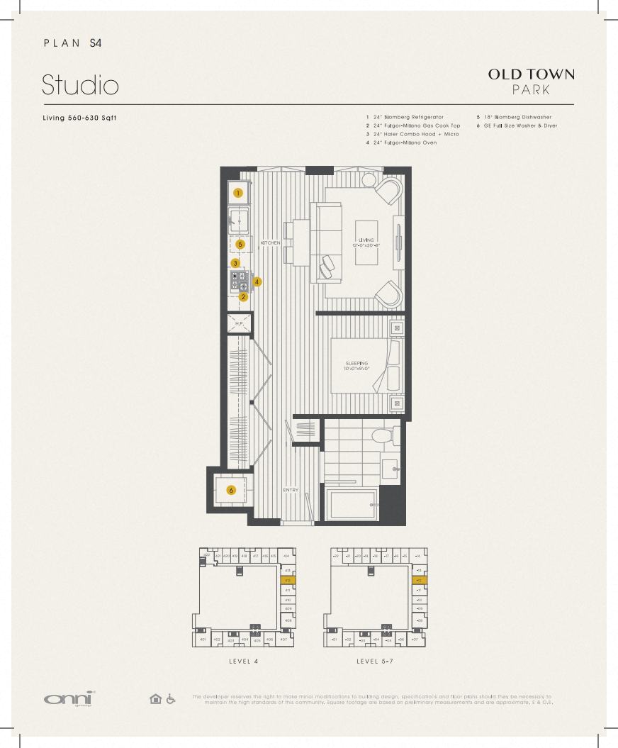 Floor plan for studio, 1 bath, 630 sqft