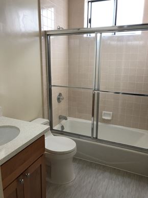 San Francisco apartment for rent - a bathroom with a shower and a toilet and a sink