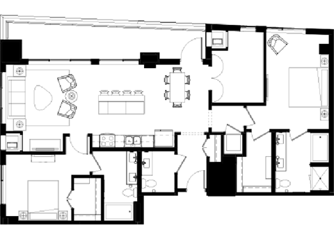 Floor plan for 2 beds, 2 baths, 1468 sqft