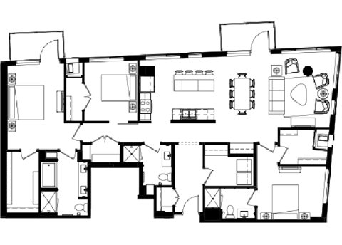 Floor plan for 3 beds, 2 baths, 1840 sqft