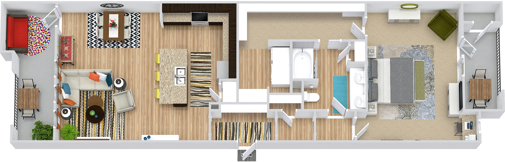 Floor plan for 1 bed, 1 bath, 1167 sqft