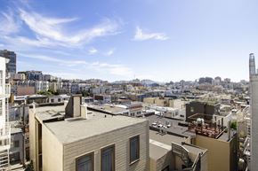 San Francisco apartment for rent - A cityscape with buildings of various heights and designs under a clear sky.