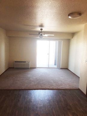 Polson apartment for rent - Image of open space with AC unit and fan