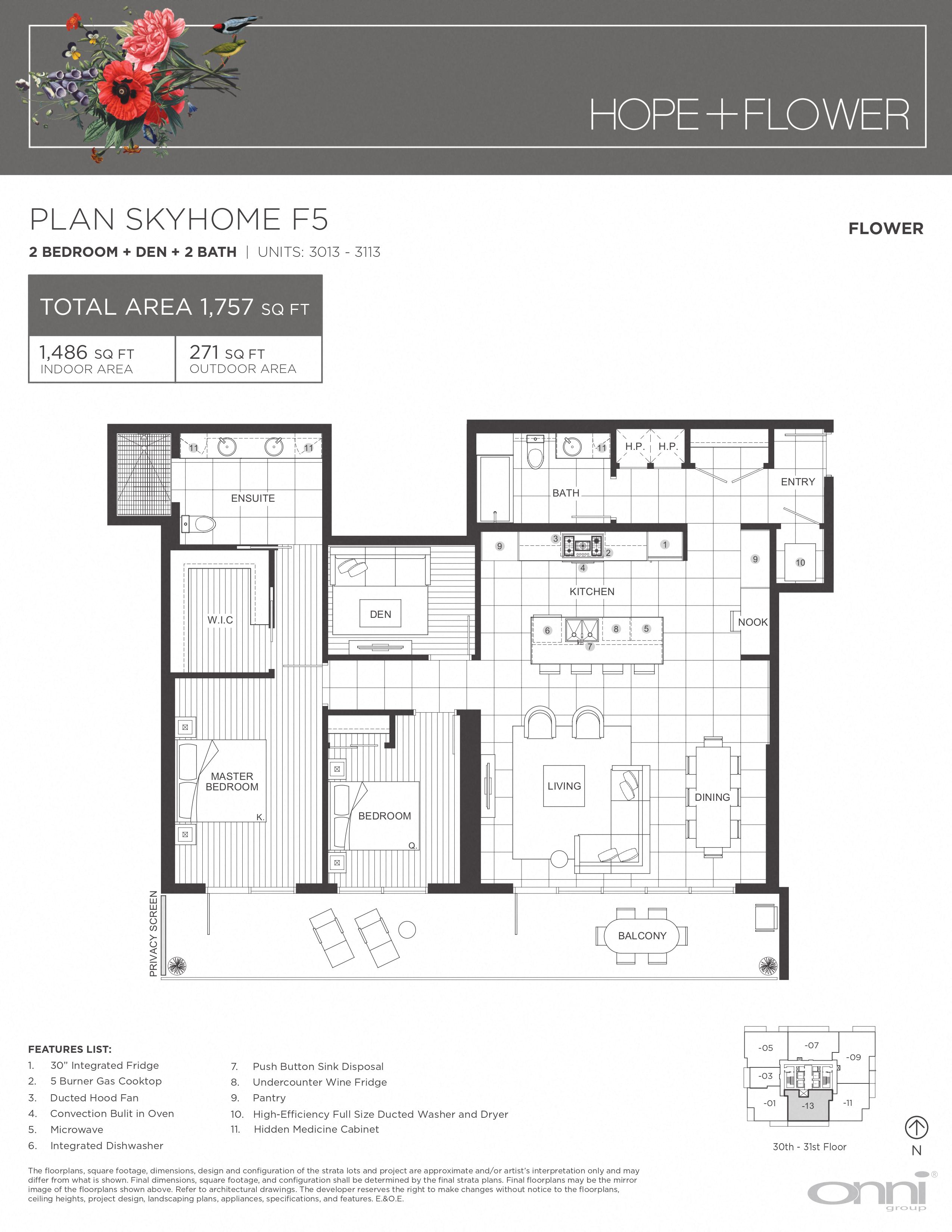 Floor plan for 2 beds, 2 baths, 1486 sqft