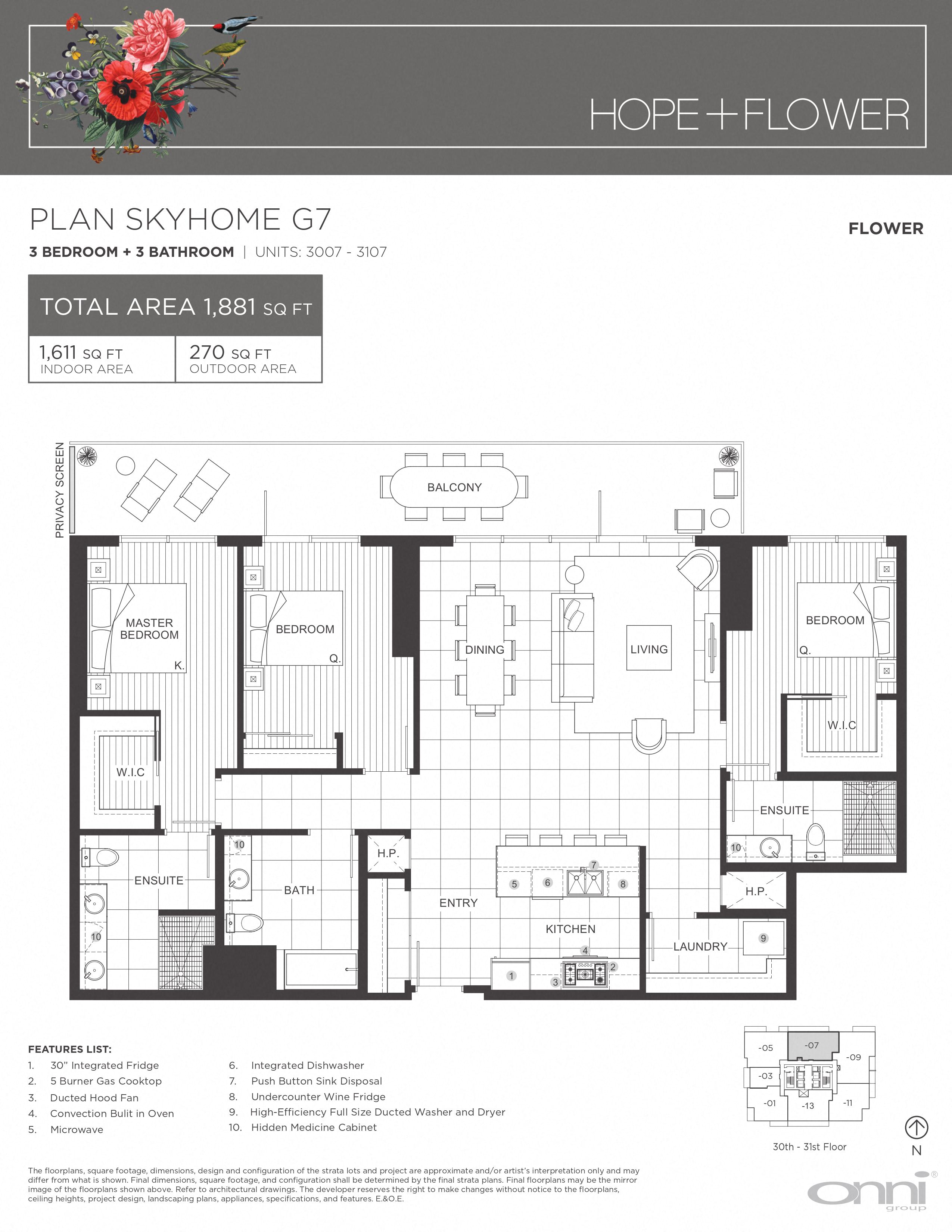 Floor plan for 3 beds, 3 baths, 1611 sqft