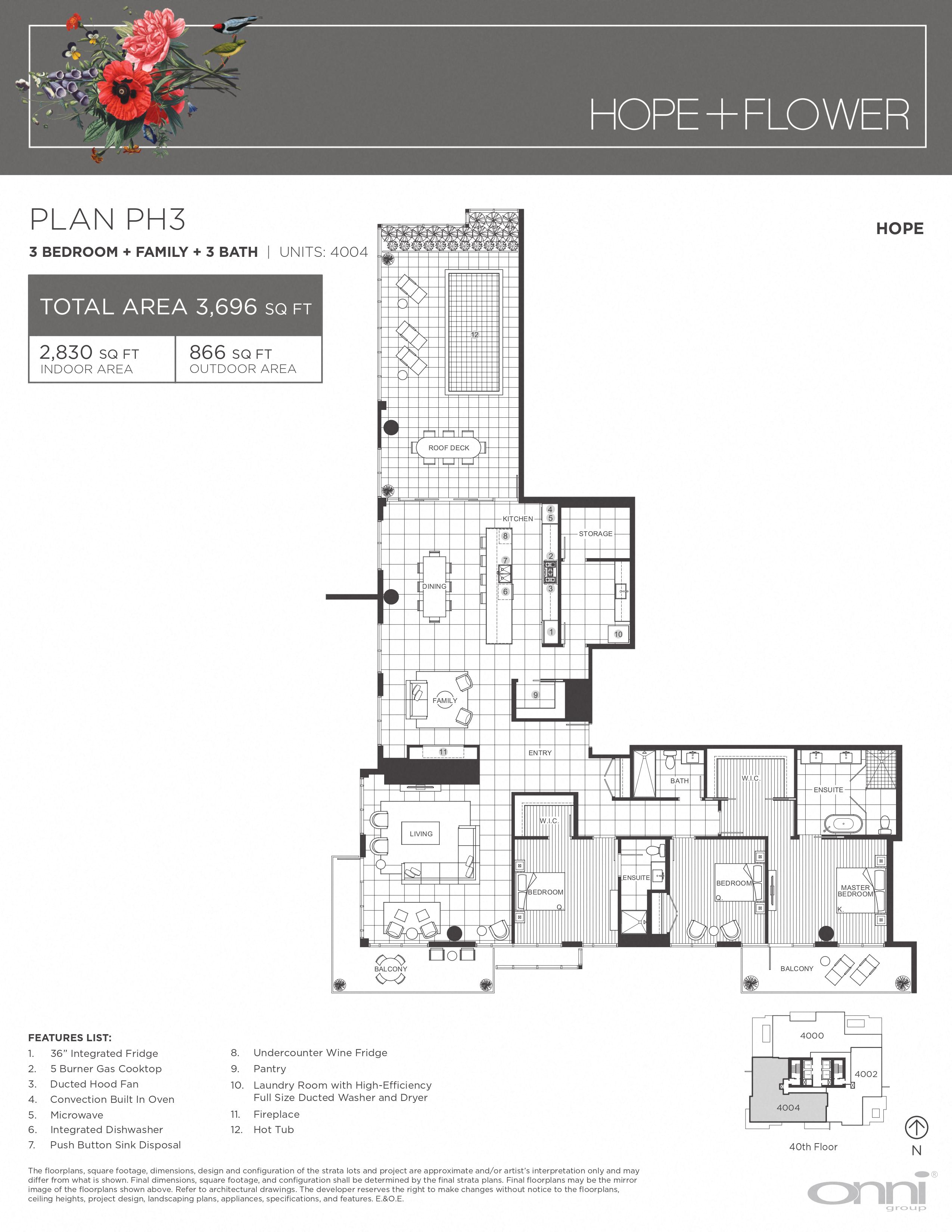 Floor plan for 3 beds, 3 baths, 2830 sqft