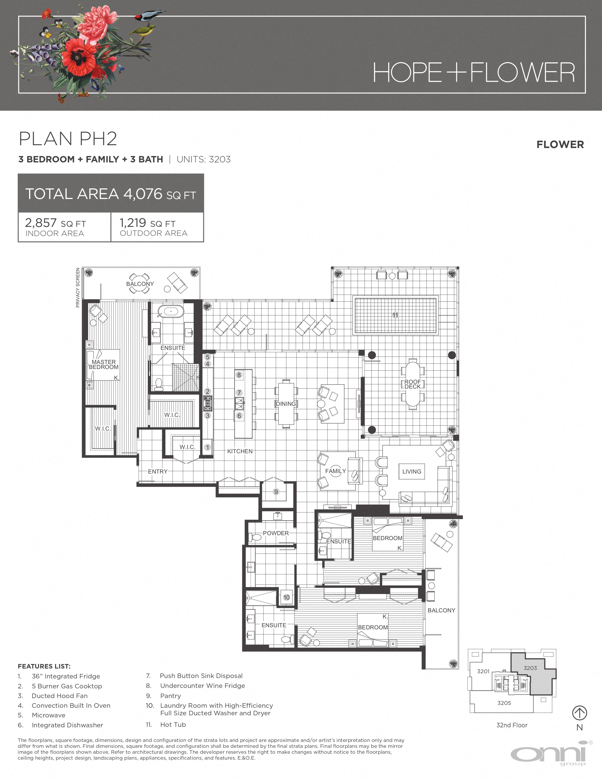 Floor plan for 3 beds, 3 baths, 2857 sqft