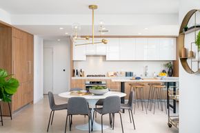 Los Angeles apartment for rent - A modern kitchen with a dining table and chairs.