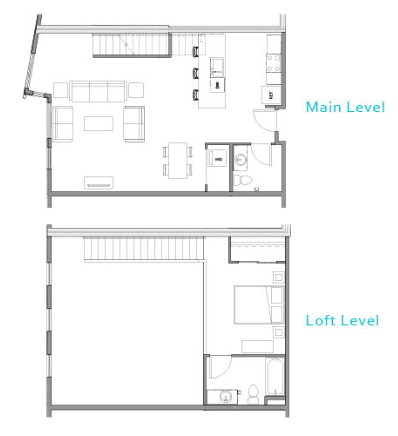 Floor plan for 1 bed, 1 bath, 922 sqft
