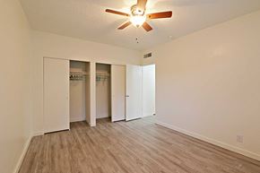 Phoenix apartment for rent - a living room with a ceiling fan and closet