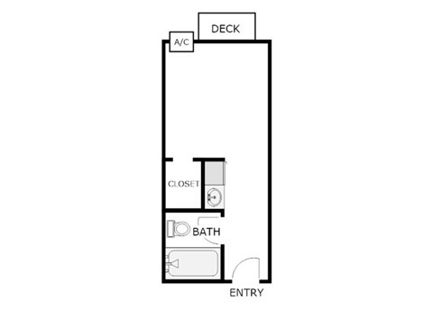 Floor plan for studio, 1 bath, 267 sqft