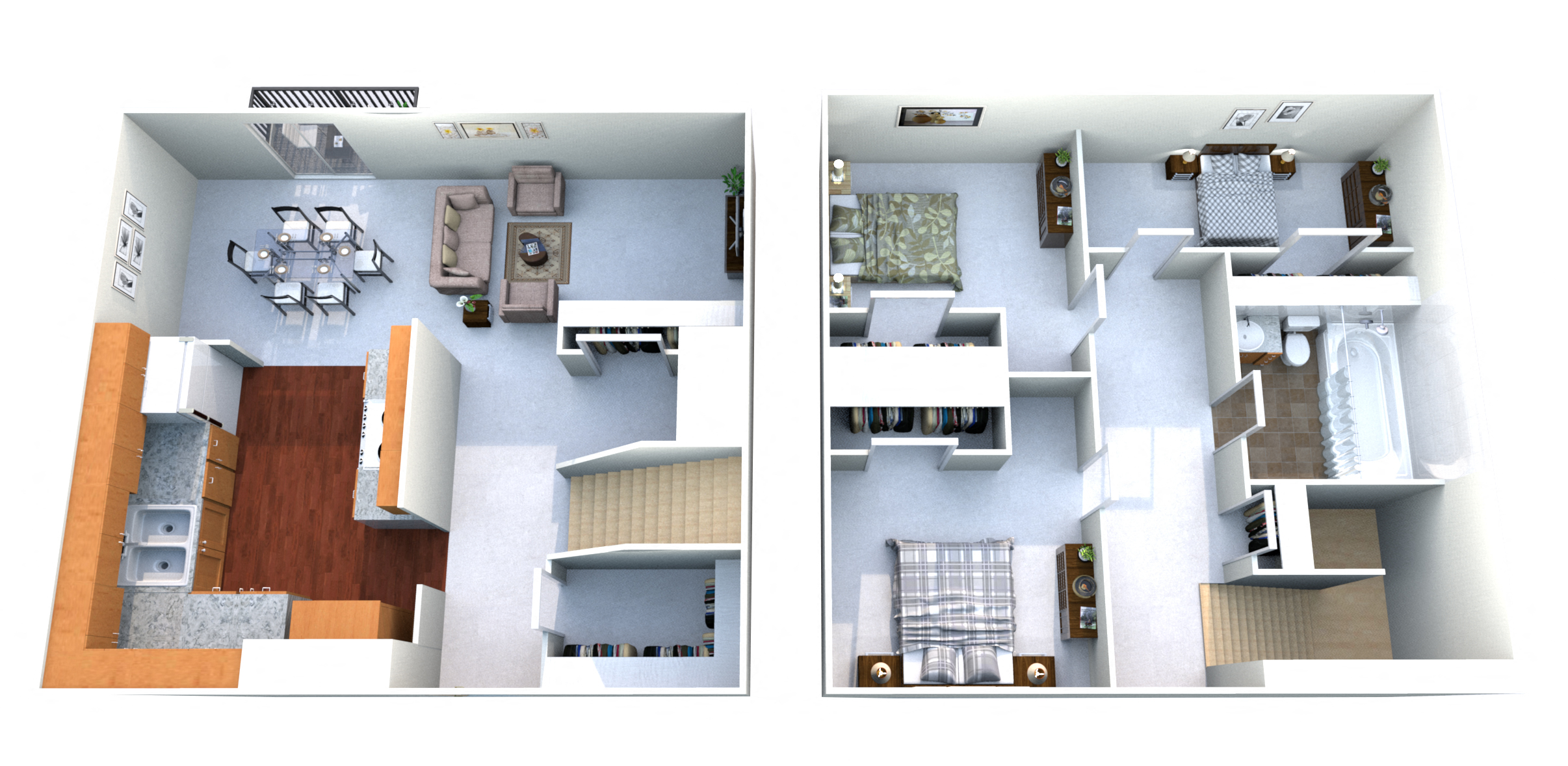 Floor plan for 3 beds, 1 bath, 1000 sqft