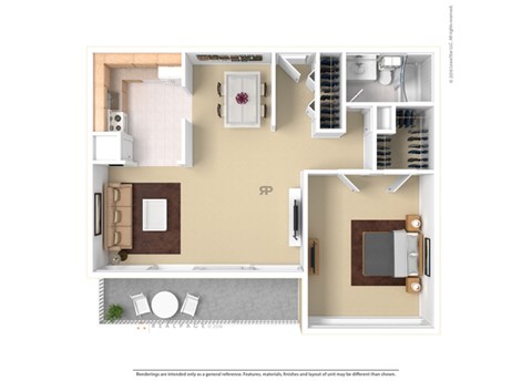 Floor plan for 1 bed, 1 bath, 800 sqft