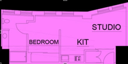 Floor plan for studio, 1 bath, 536 sqft