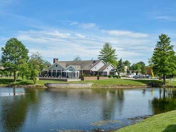 Scenic lake with water feature
