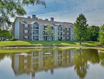Scenic lake with water feature