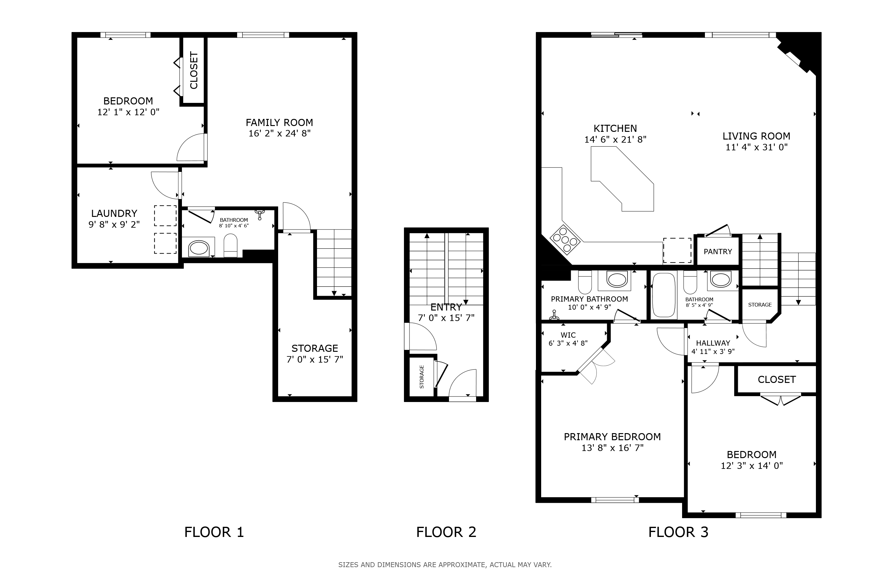 Floor plan for 3 beds, 3 baths, 1905 sqft