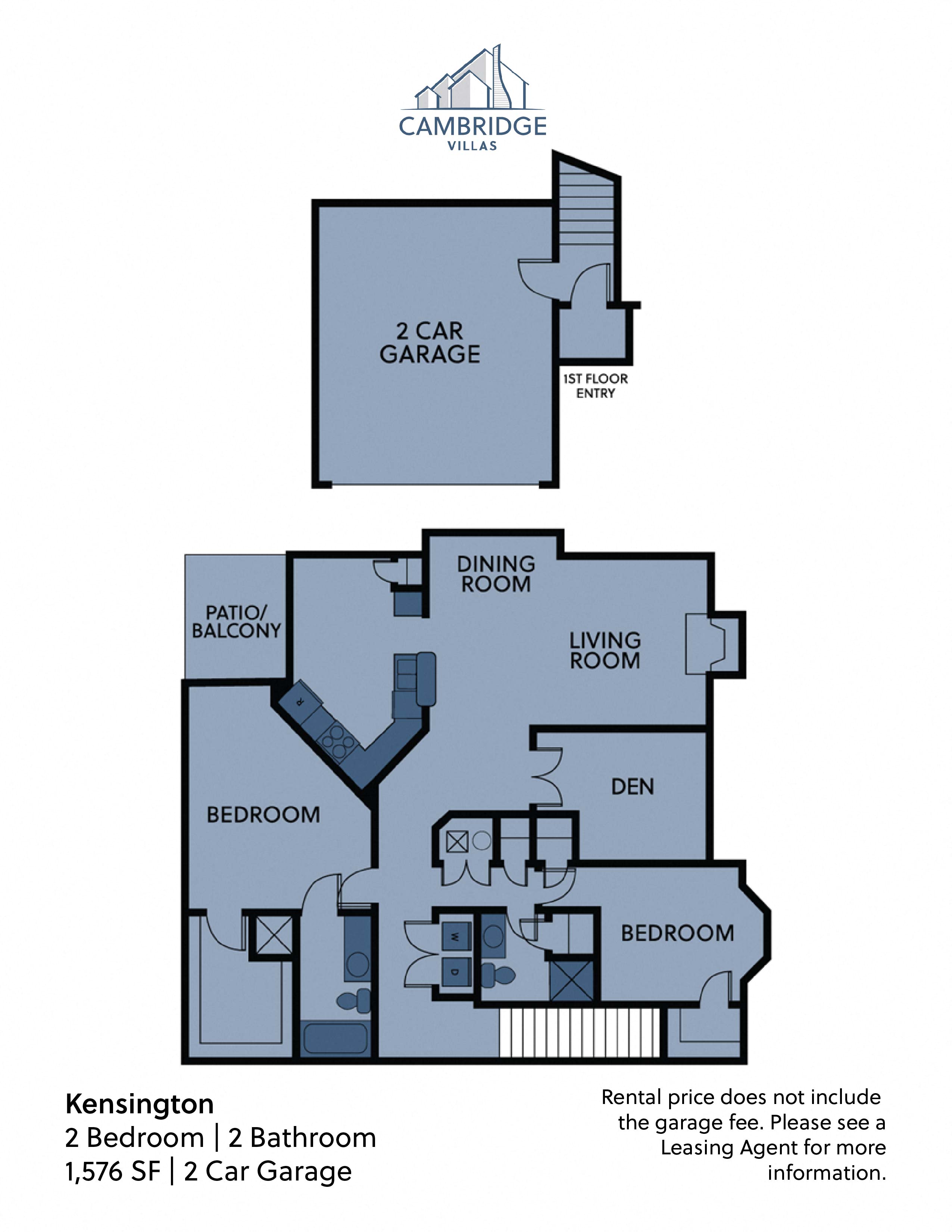 Floor plan for 2 beds, 2 baths, 1576 sqft
