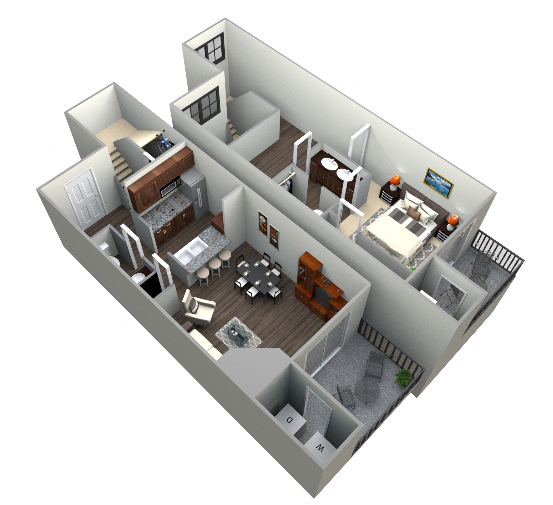 Floor plan for 1 bed, 1.5 baths, 1182 sqft