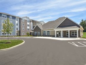 Cuyahoga Falls apartment for rent - an empty parking lot in front of an apartment building