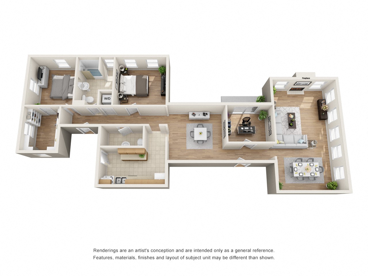 Floor plan for 3 beds, 1.5 baths, 2100 sqft