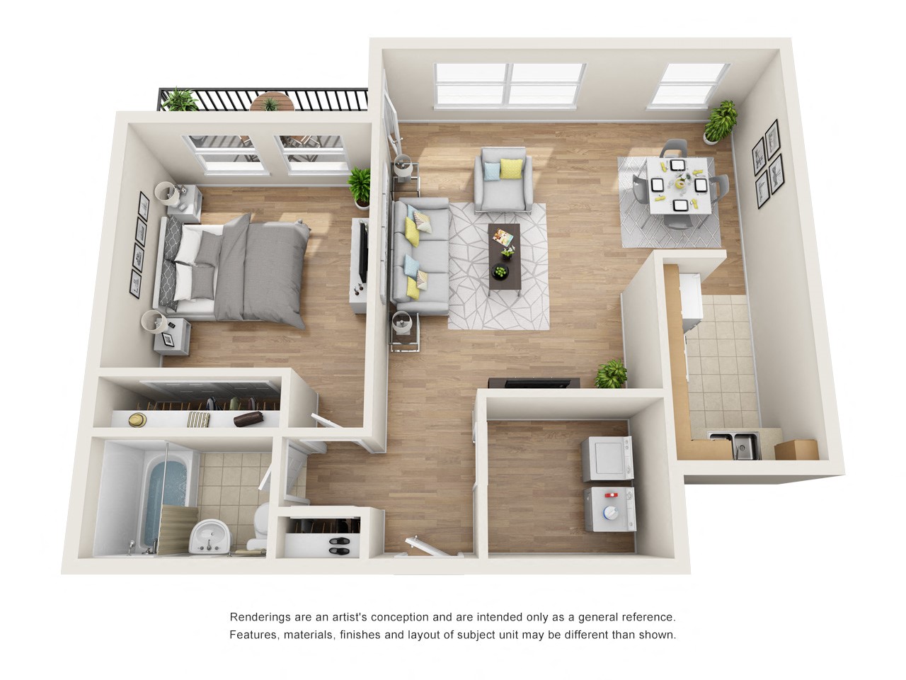 Floor plan for 1 bed, 1 bath, 800 sqft