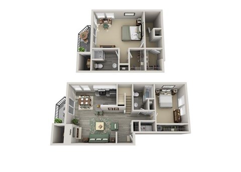 Floor plan for 2 beds, 2 baths, 1330 sqft