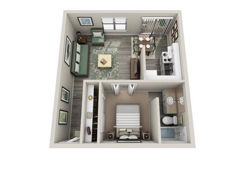 Floor plan for studio, 1 bath, 550 sqft
