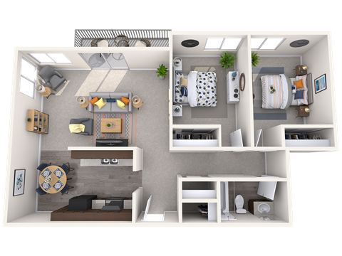 Floor plan for 2 beds, 1 bath, 1012 sqft