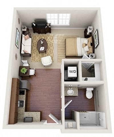 Floor plan for studio, 1 bath, 436 sqft