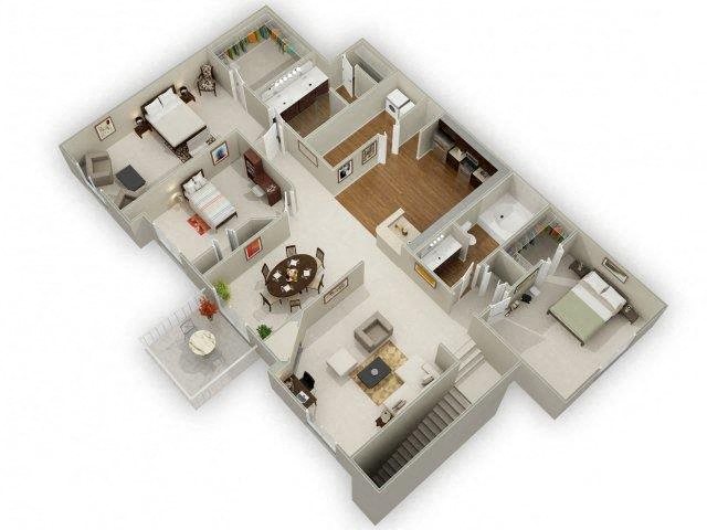 Floor plan for 3 beds, 2 baths, 1476 sqft