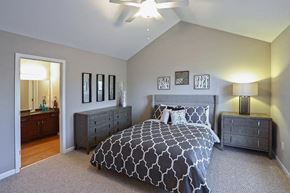 Williamsville apartment for rent - a bedroom with a bed and a ceiling fan