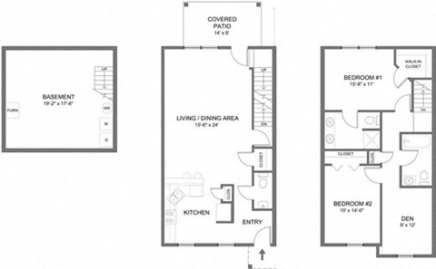 Floor plan for 2 beds, 2.5 baths, 1470 sqft