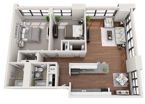 Floor plan for 2 beds, 2 baths, 1150 sqft